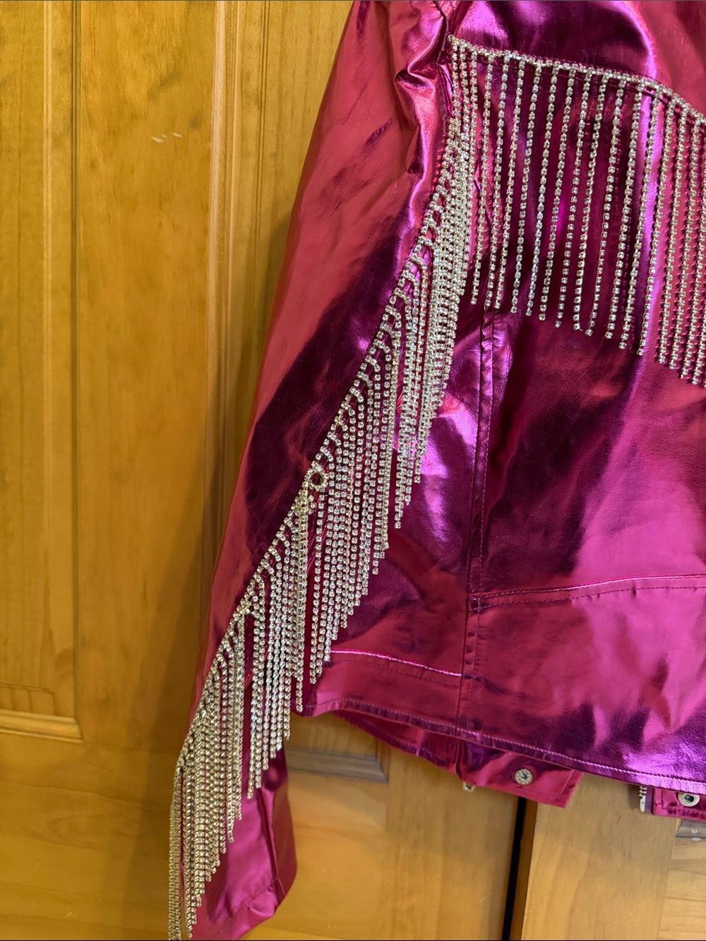 Buddy Love Metallic Hot Pink Fringe Biker Jacket - Picture 8 of 8